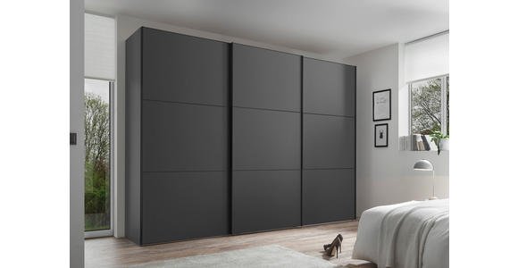 SCHWEBETÜRENSCHRANK  in Anthrazit  - Anthrazit/Schwarz, Holzwerkstoff/Metall (280/222/68cm) - Moderano