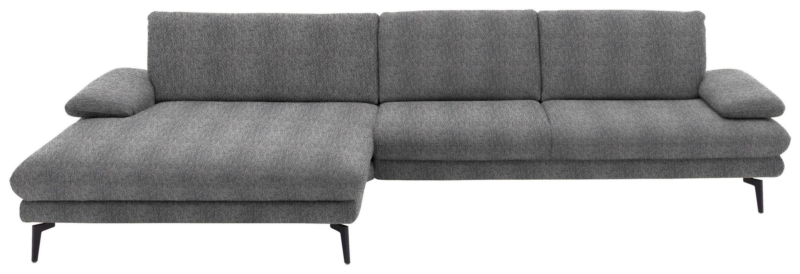 ECKSOFA in Chenille Grau  - Schwarz/Grau, Design, Textil/Metall (180/310cm) - Dieter Knoll