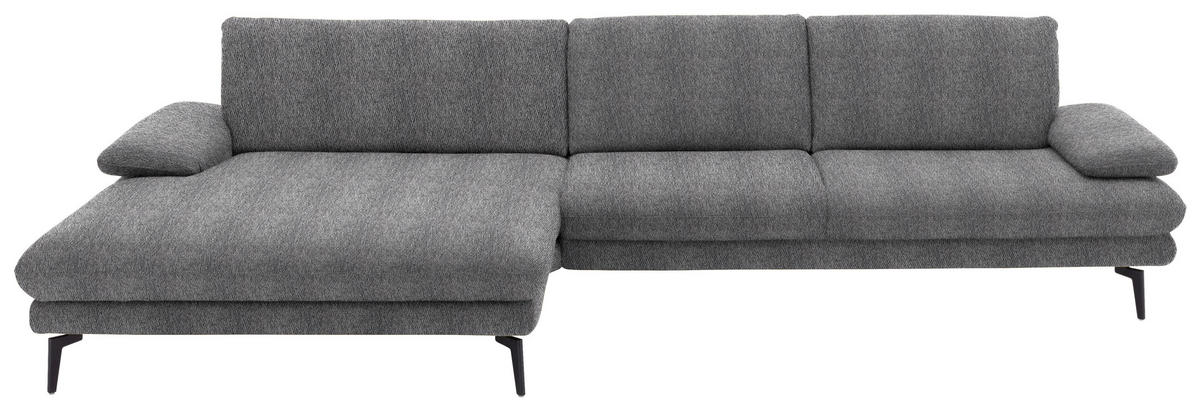 ECKSOFA in Chenille Grau  - Schwarz/Grau, Design, Textil/Metall (180/310cm) - Dieter Knoll