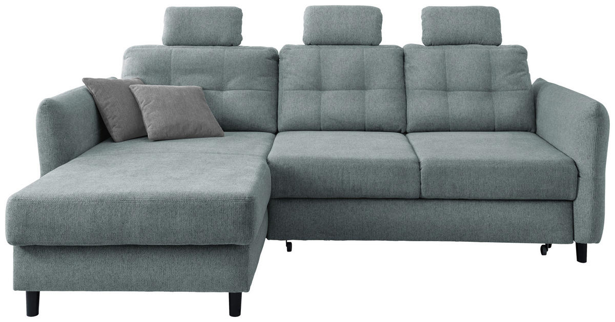 ECKSOFA in Chenille Blau  - Mintgrau/Blau, Modern, Holz/Textil (176/250-280cm) - Livetastic