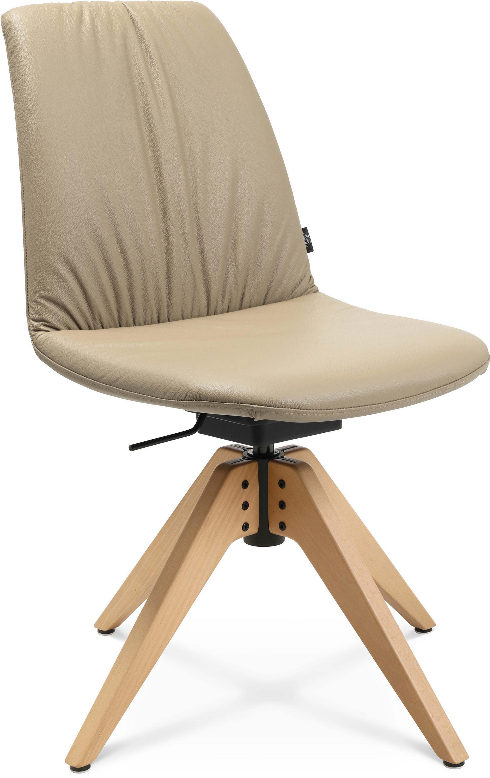 STUHL  in Echtleder pigmentiert Holz, Leder  - Eichefarben/Beige, Design, Leder/Holz (46/82,5-85,25/55cm) - Johann Jakob