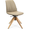 STUHL  in Echtleder pigmentiert Holz, Leder  - Eichefarben/Beige, Design, Leder/Holz (46/82,5-85,25/55cm) - Johann Jakob