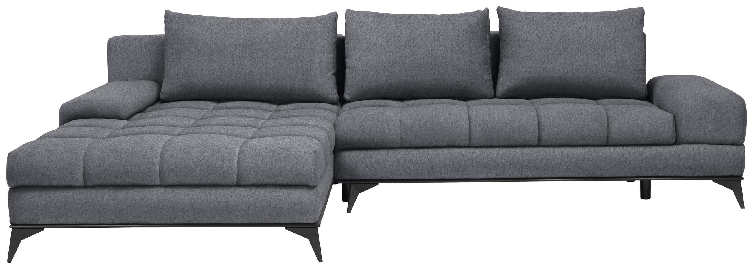 ECKSOFA Graphitfarben Webstoff  - Schwarz/Graphitfarben, Design, Textil/Metall (212/315cm) - Carryhome