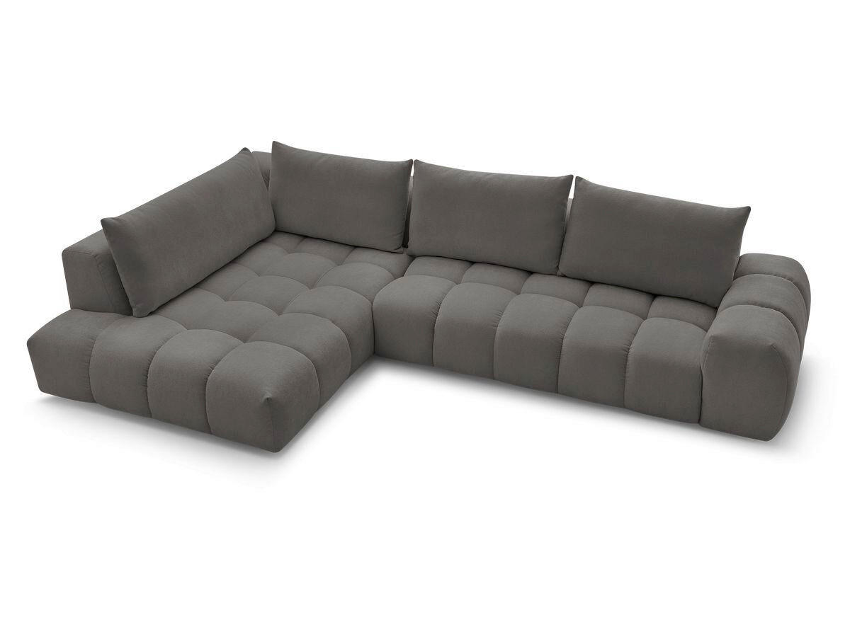 ECKSOFA Ottomane links  EVEREST Dunkelgrau Struktur  - Dunkelgrau/Schwarz, MODERN, Kunststoff/Textil (210/352cm)