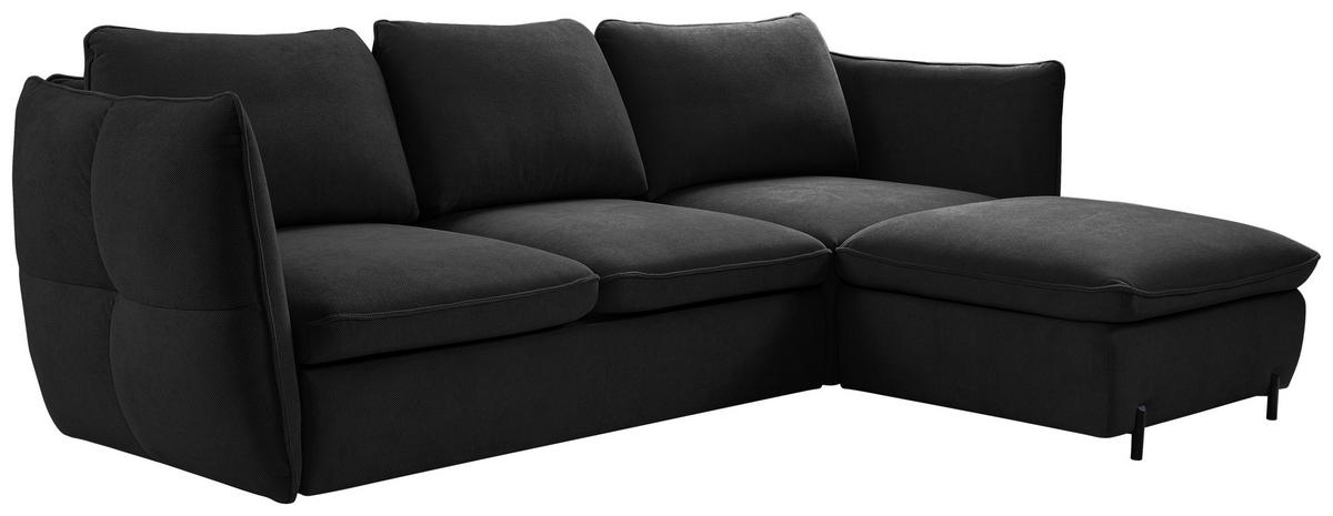ECKSOFA in Schwarz  - Schwarz, Modern, Textil/Metall (262/178cm) - MID.YOU