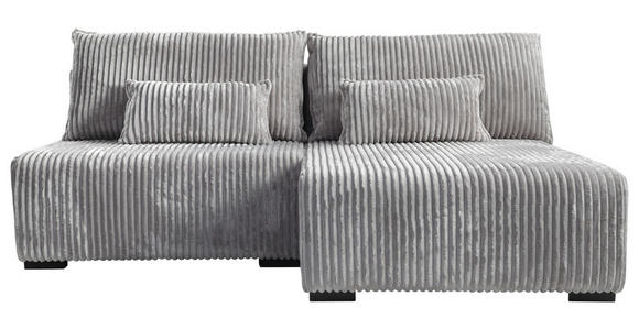 ECKSOFA Hellgrau Cord Rückenkissen, Nierenkissen, Bettkasten  - Hellgrau/Schwarz, MODERN, Holz/Textil (210/146cm) - Carryhome