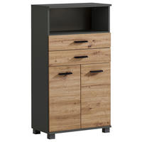 MIDISCHRANK 60/110,5/32,6 cm  - Chromfarben/Anthrazit, KONVENTIONELL, Holzwerkstoff/Kunststoff (60/110,5/32,6cm) - Stylife