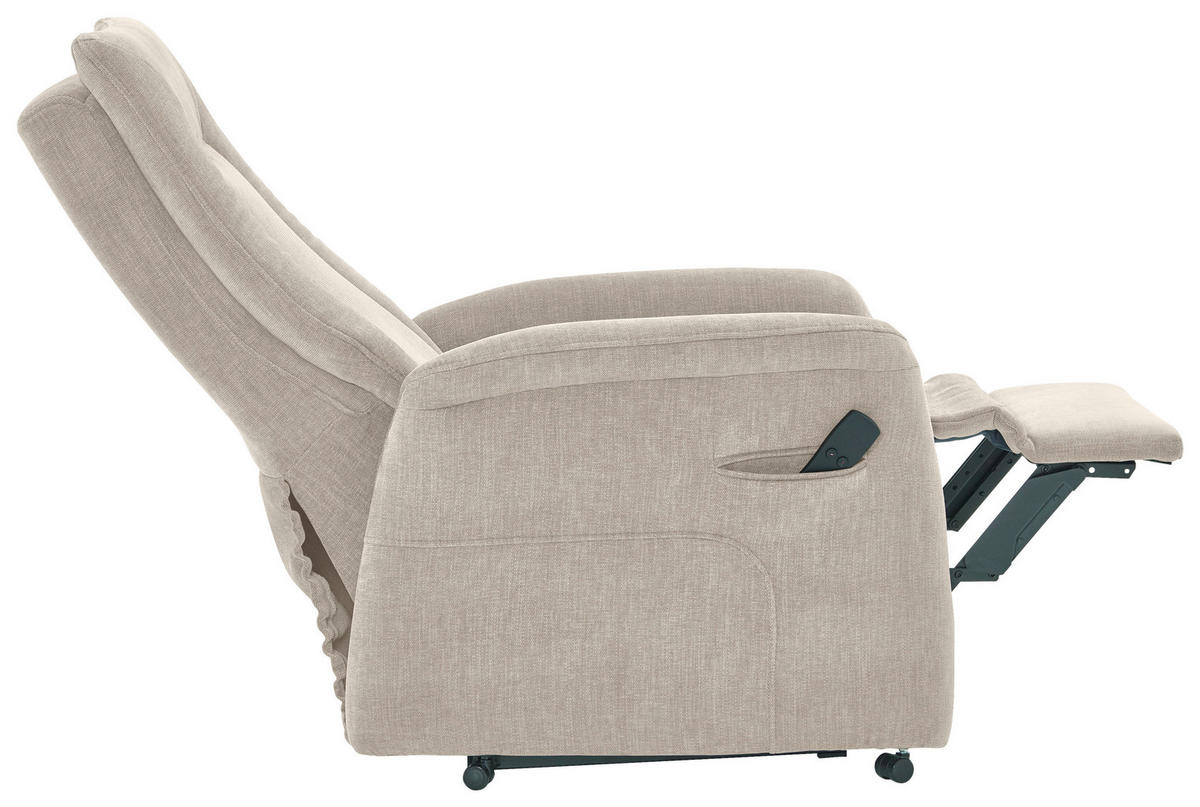 FERNSEHSESSEL  mit Relaxfunktion, Aufstehhilfe, Rücken echt Chenille Naturfarben  - Naturfarben/Grau, KONVENTIONELL, Kunststoff/Textil (78/115/90cm) - Hukla