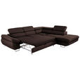 ECKSOFA in Webstoff Dunkelbraun  - Dunkelbraun, Design, Textil/Metall (280/235cm) - Hom`in