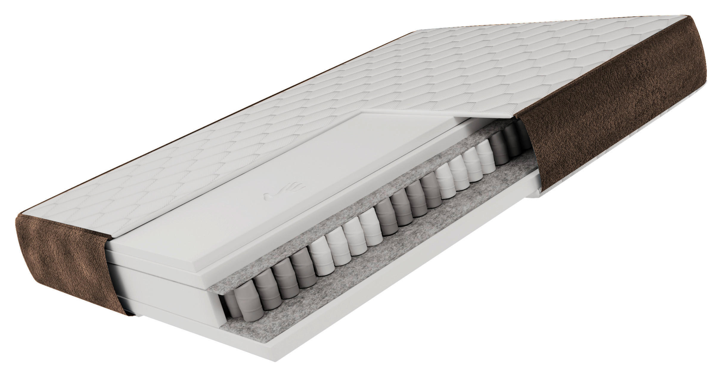 Thumbnail - Esposa Taschenfederkernmatratze, Braun, Weiß, Textil, H2, rechteckig, 140x200 cm, Bezug antimikrobiell beschichtet, anti...