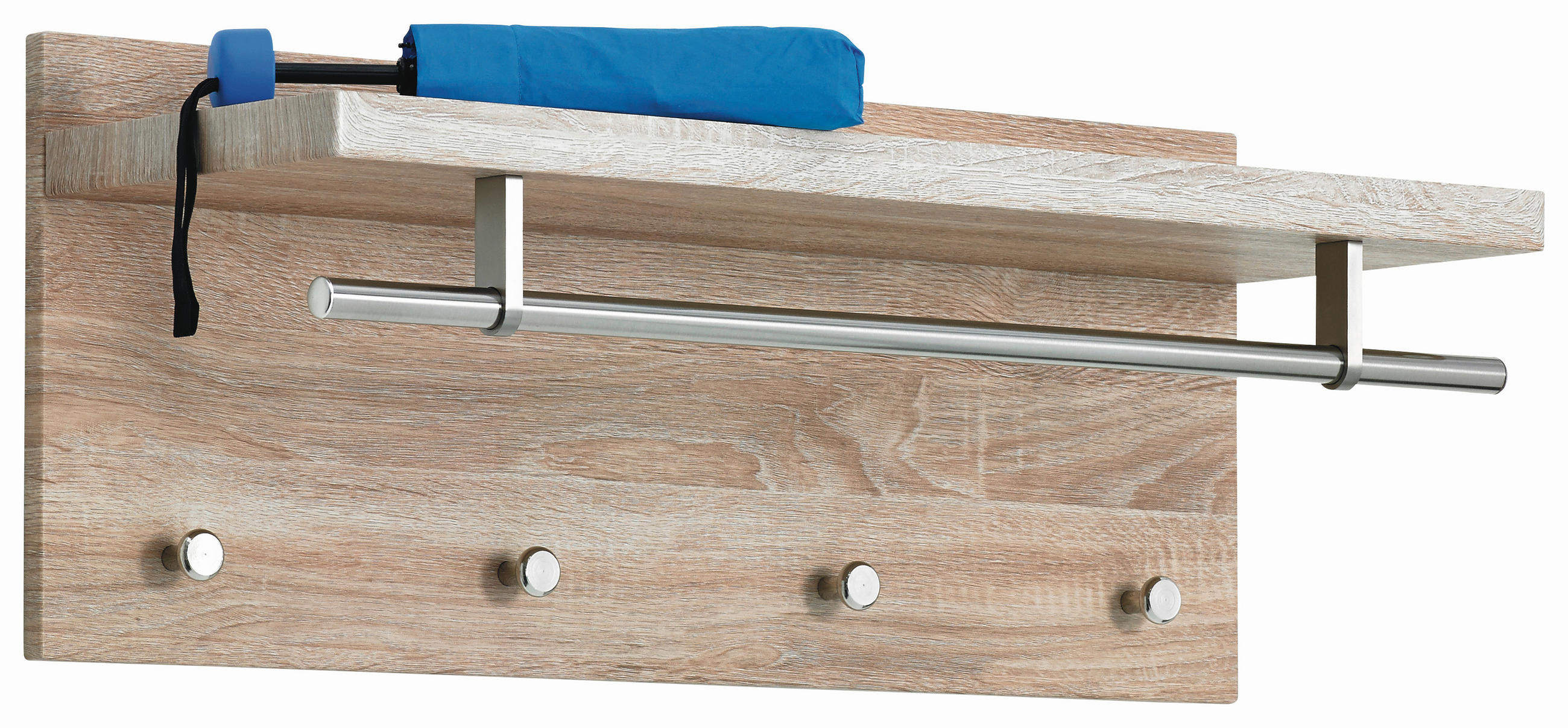 WANDGARDEROBE  in Edelstahlfarben, Eiche San Remo  - Edelstahlfarben/Eiche San Remo, Design, Holz/Metall (75/30/26cm) - Carryhome