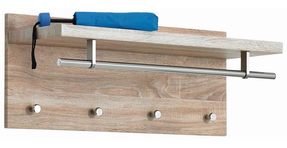 WANDGARDEROBE - Edelstahlfarben/Eiche San Remo, Design, Holz/Metall (75/30/26cm) - Carryhome