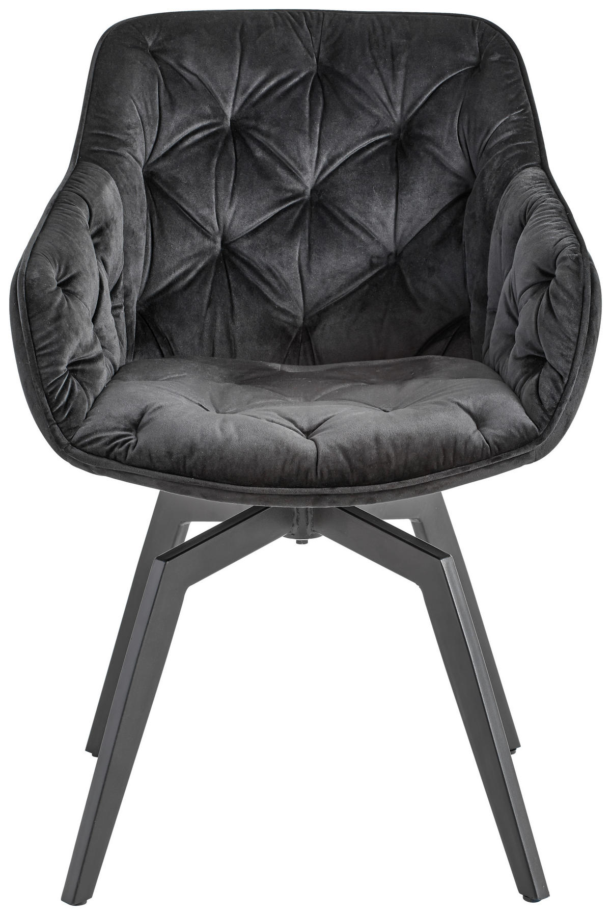 ARMLEHNSTUHL-SET 2 Stück  in Eisen Samt  - Schwarz, MODERN, Holz/Textil (58/83/63cm) - Livetastic