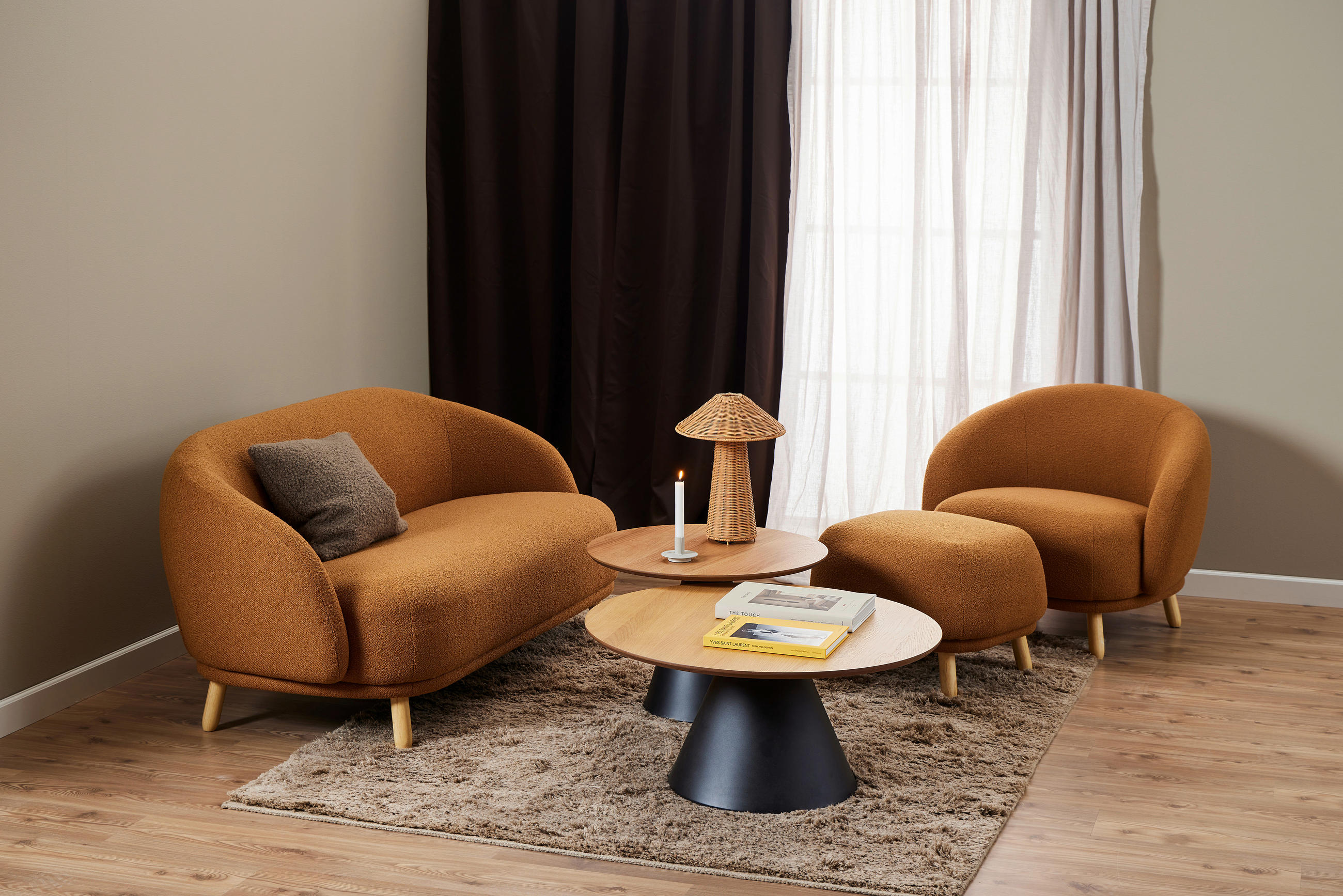 COUCHTISCH Eiche rund Naturfarben  - Schwarz/Naturfarben, Design, Holz/Metall (65/43cm) - MID.YOU