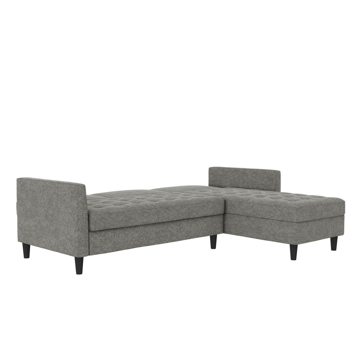 ECKSOFA PALERMO Anthrazit Webstoff, Leinenoptik Schlaffunktion, Stauraum  - Anthrazit/Schwarz, Basics, Kunststoff/Textil (213/154cm) - Livetastic