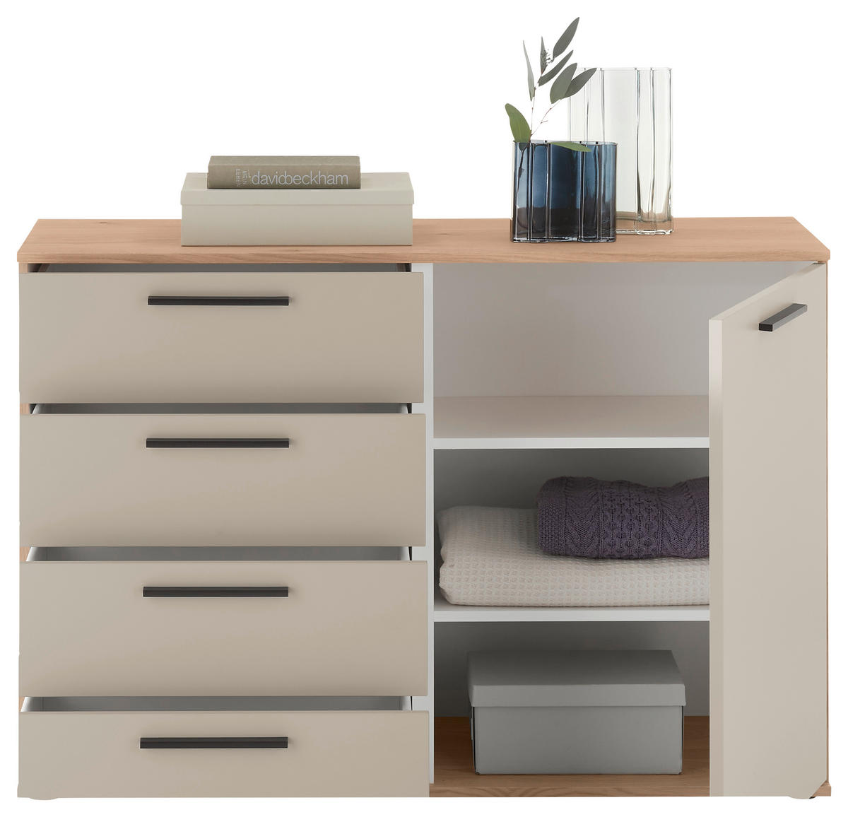 SIDEBOARD  120/82,5/46 cm 4 Schublade(n)  - Taupe/Eichefarben, Design, Holzwerkstoff/Metall (120/82,5/46cm) - Dieter Knoll