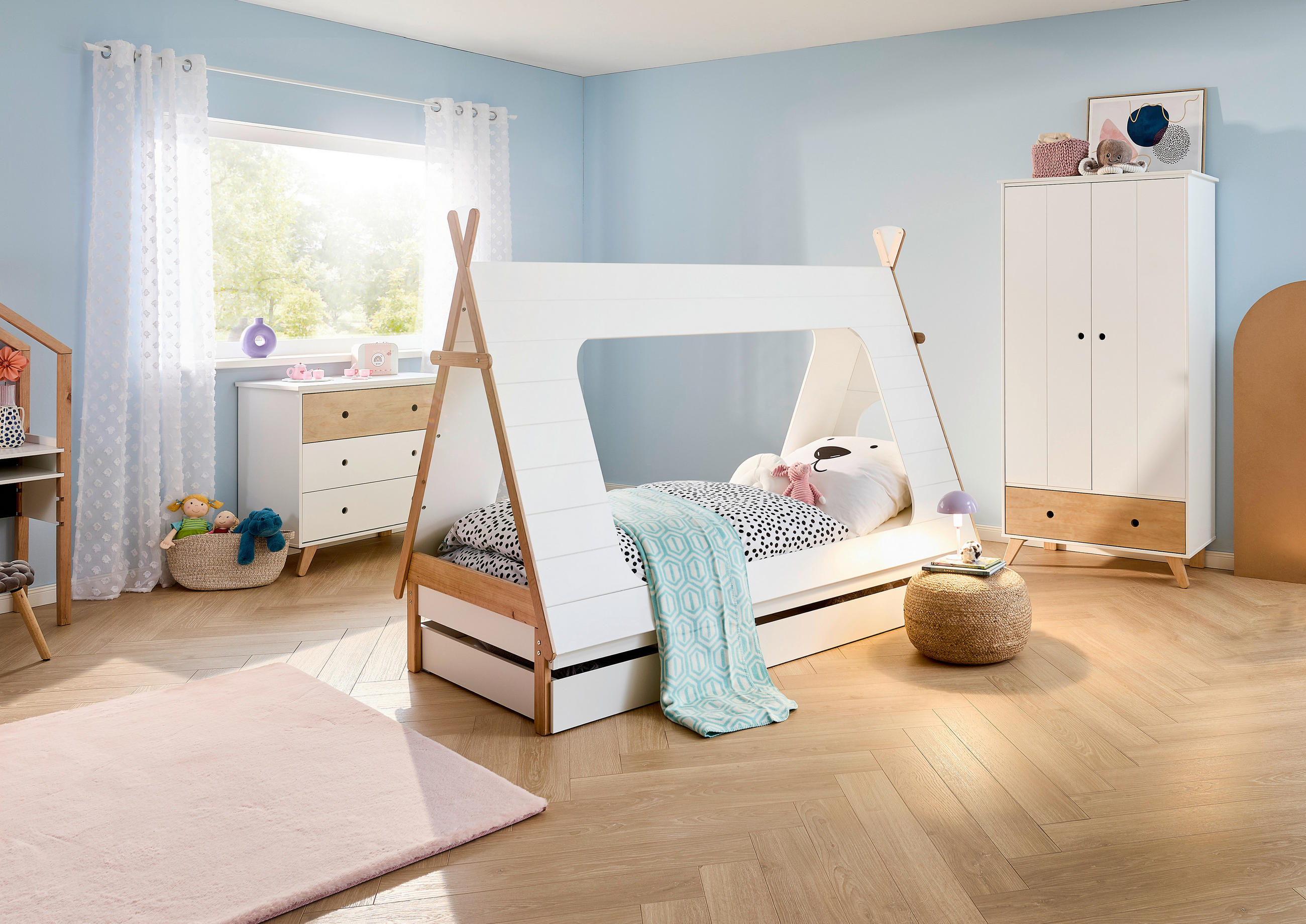 HAUSBETT Lattenrost 90/200 cm  - Naturfarben/Weiß, Design, Holz (90/200cm) - home24