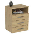 NACHTSCHRANK 45/62/35 cm  - Eichefarben/Alufarben, KONVENTIONELL, Holzwerkstoff/Kunststoff (45/62/35cm) - Carryhome