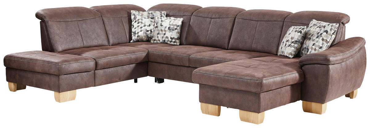 SEDACIA SÚPRAVA, textil, mokka - divoký dub/mokka, Natur, textil (243/343/185cm) - Beldomo Comfort