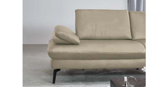 ECKSOFA in Echtleder Naturfarben  - Schwarz/Naturfarben, Design, Leder/Metall (325/157cm) - Dieter Knoll