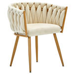 ARMLEHNSTUHL  in Samt  - Beige/Goldfarben, LIFESTYLE, Textil/Metall (60/78/55cm) - Ambia Home