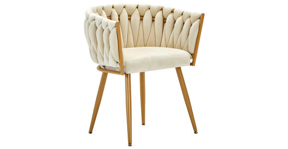 ARMLEHNSTUHL in Samt - Beige/Goldfarben, LIFESTYLE, Textil/Metall (60/78/55cm) - Ambia Home