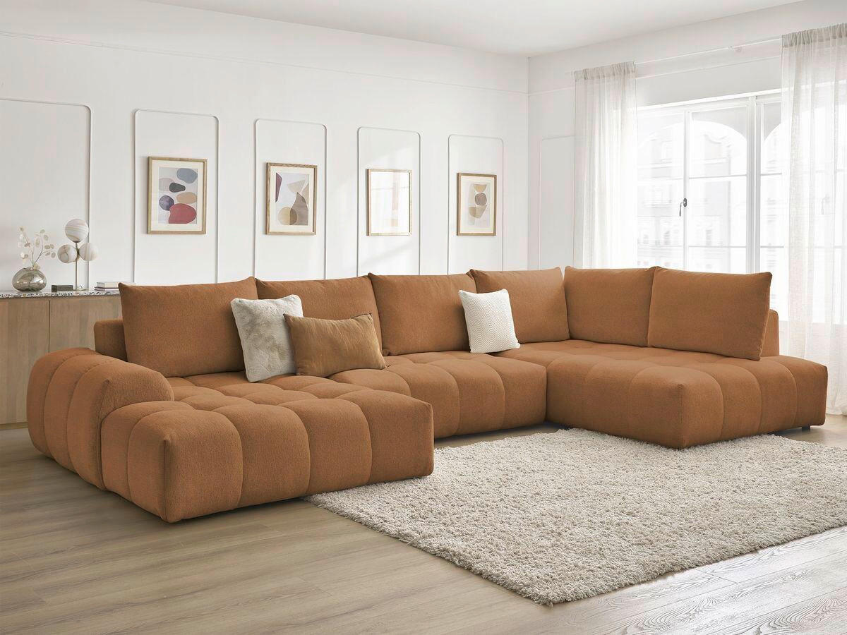 ECKSCHLAFSOFA EVEREST  mit Rücken echt, Armteil links, Armteil rechts Flachgewebe Orange  - Schwarz/Orange, MODERN, Kunststoff/Textil (198/423/212cm)