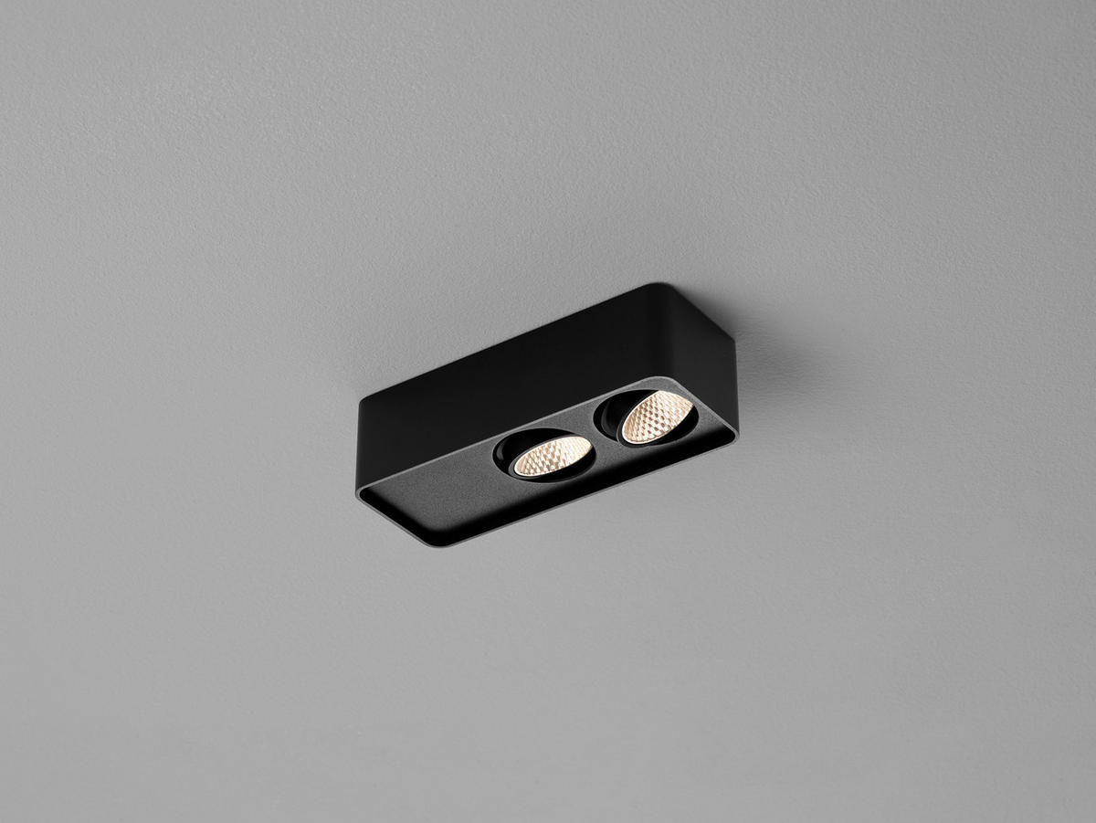 LED-DECKENLEUCHTE CAS 18/7/5 cm   - Schwarz, Design, Glas/Metall (18/7/5cm) - Helestra