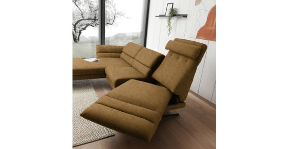 ECKSOFA  in Flachgewebe Goldfarben  176-217/279-327 cm  - Goldfarben/Schwarz, Design, Textil/Metall (176-217/279-327cm) - Dieter Knoll