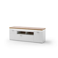 KOMODA POD TELEVIZI, bílá, barvy dubu, 156/57/44 cm - bílá/barvy stříbra, Natur, kov/kompozitní dřevo (156/57/44cm) - Novel