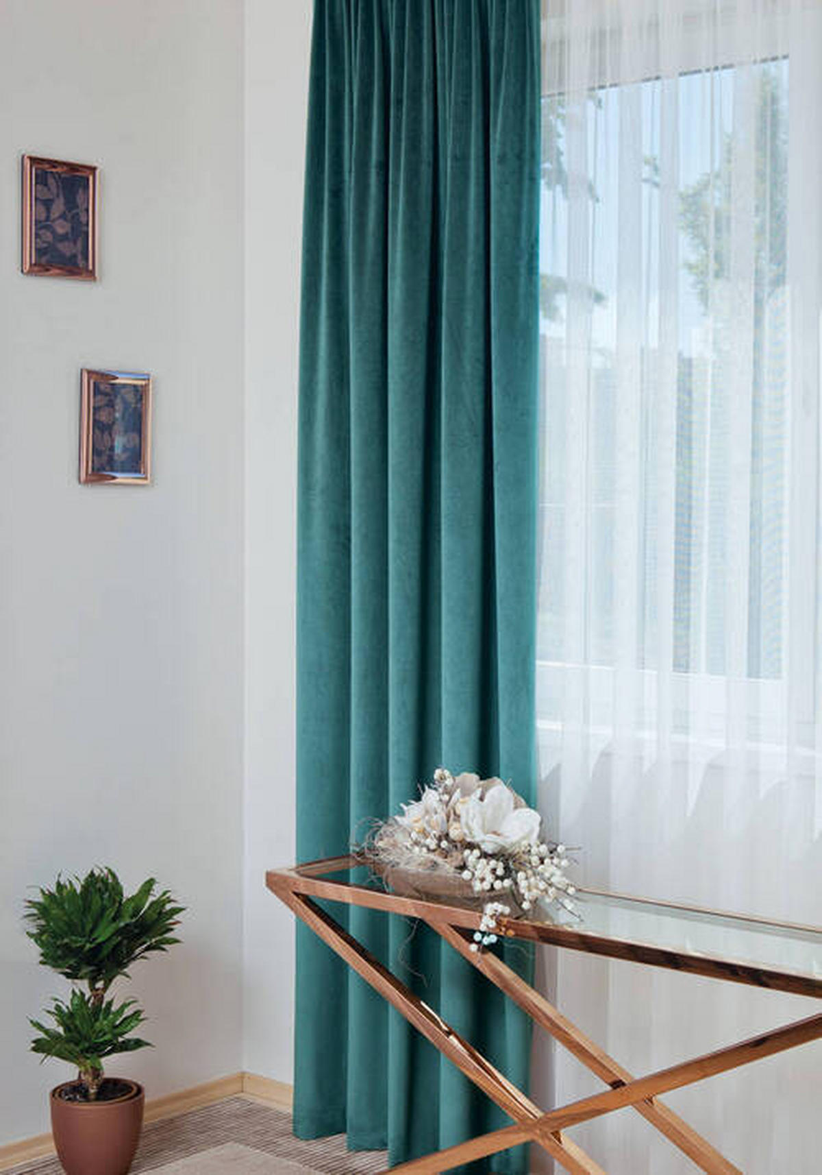 KÉSZFÜGGÖNY sötétítő  - türkiz, Basics, textil (140/250cm)