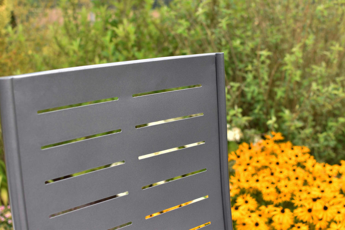 GARTENKLAPPSTUHL in Holz, Metall Graphitfarben, Akaziefarben  - Graphitfarben/Akaziefarben, KONVENTIONELL, Holz/Metall (58,5/114,5/67,5cm) - Gardenson