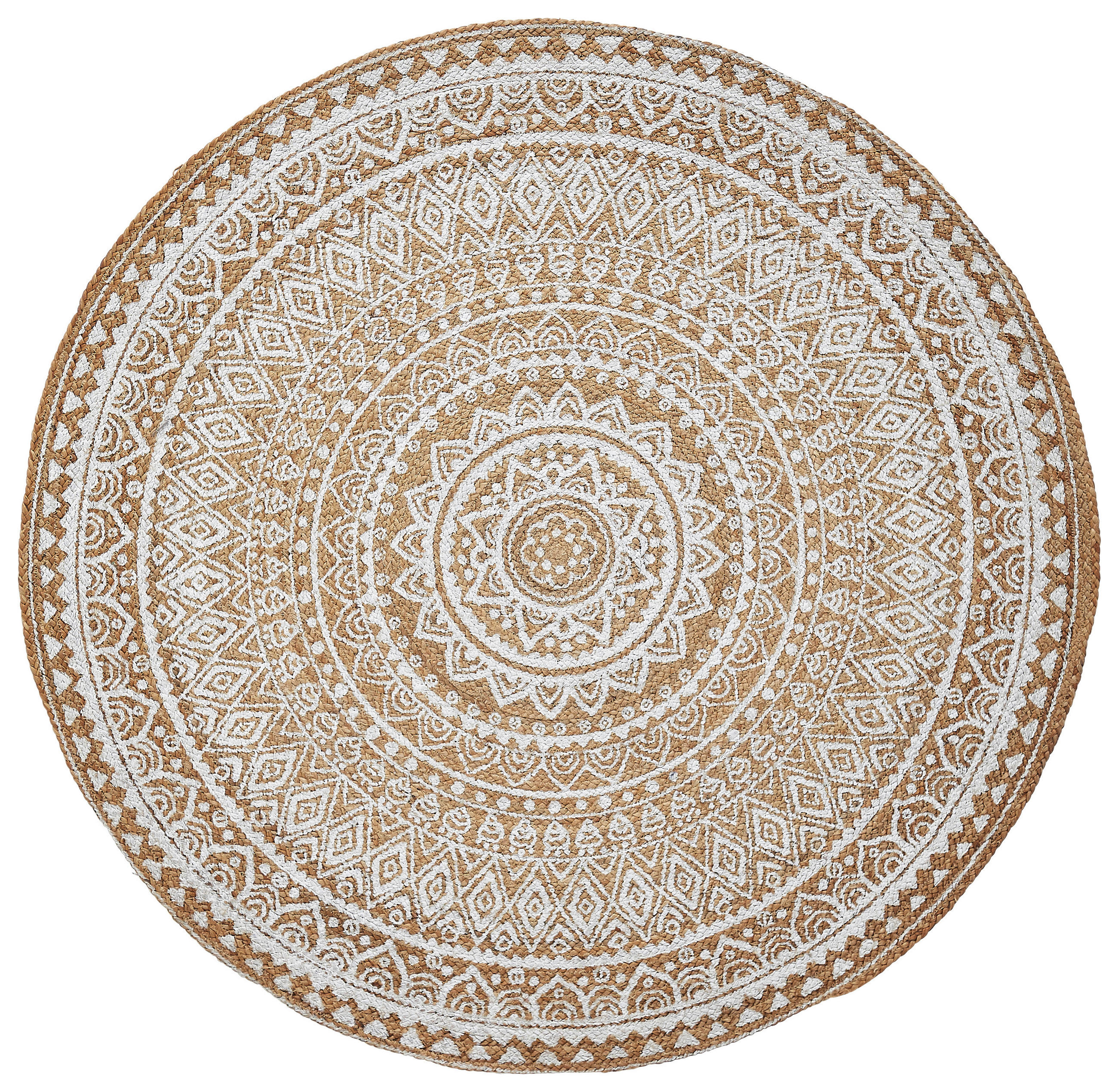 JUTETEPPICH 120 cm Agra White Naturfarben, Weiß  - Naturfarben/Weiß, Natur, Textil (120cm) - Linea Natura