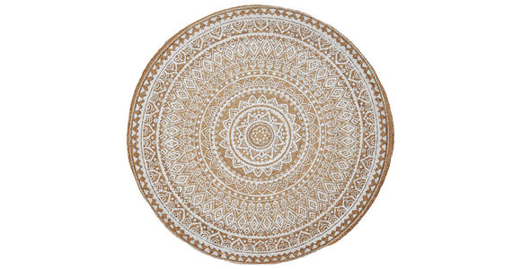 JUTETEPPICH 120 cm Agra White Naturfarben, Weiß  - Naturfarben/Weiß, Natur, Textil (120cm) - Linea Natura