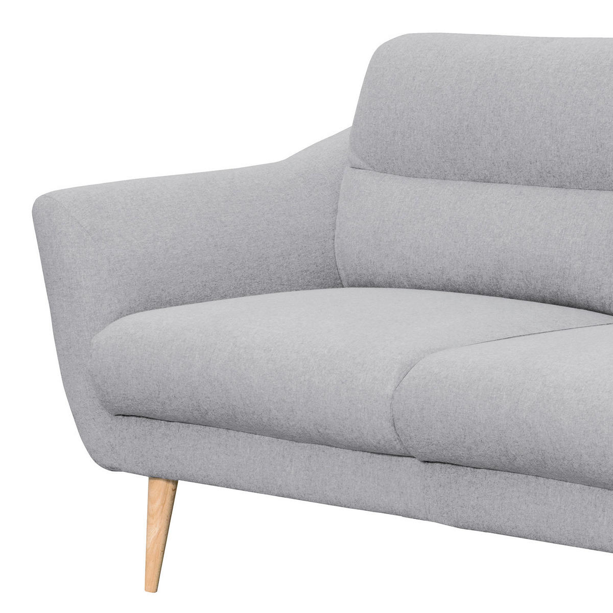 3-SITZER-SOFA in Webstoff Hellgrau  - Buchefarben/Hellgrau, Design, Holz/Textil (209/87/88cm) - Livetastic