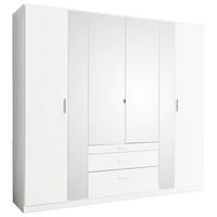 KLEIDERSCHRANK 226/210/54 cm,  in Weiß, 6-türig  - Alufarben/Weiß, KONVENTIONELL, Glas/Holzwerkstoff (226/210/54cm) - Ti'me