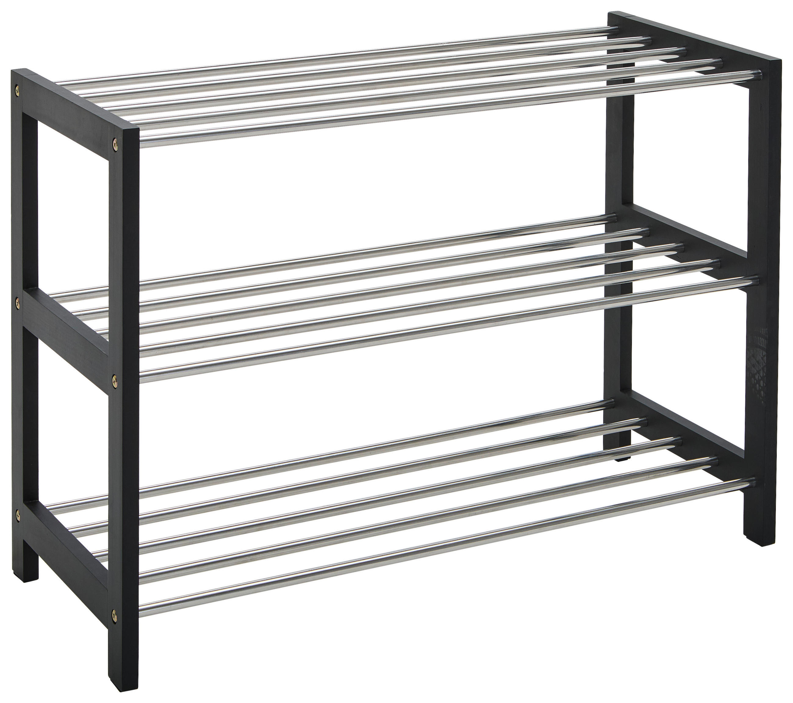 SCHUHREGAL Schwarz, Silberfarben  - Silberfarben/Schwarz, Basics, Holzwerkstoff/Metall (77.8/55.8/34.4cm) - Carryhome