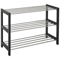 SCHUHREGAL Schwarz, Silberfarben  - Silberfarben/Schwarz, Basics, Holzwerkstoff/Metall (77.8/55.8/34.4cm) - Carryhome