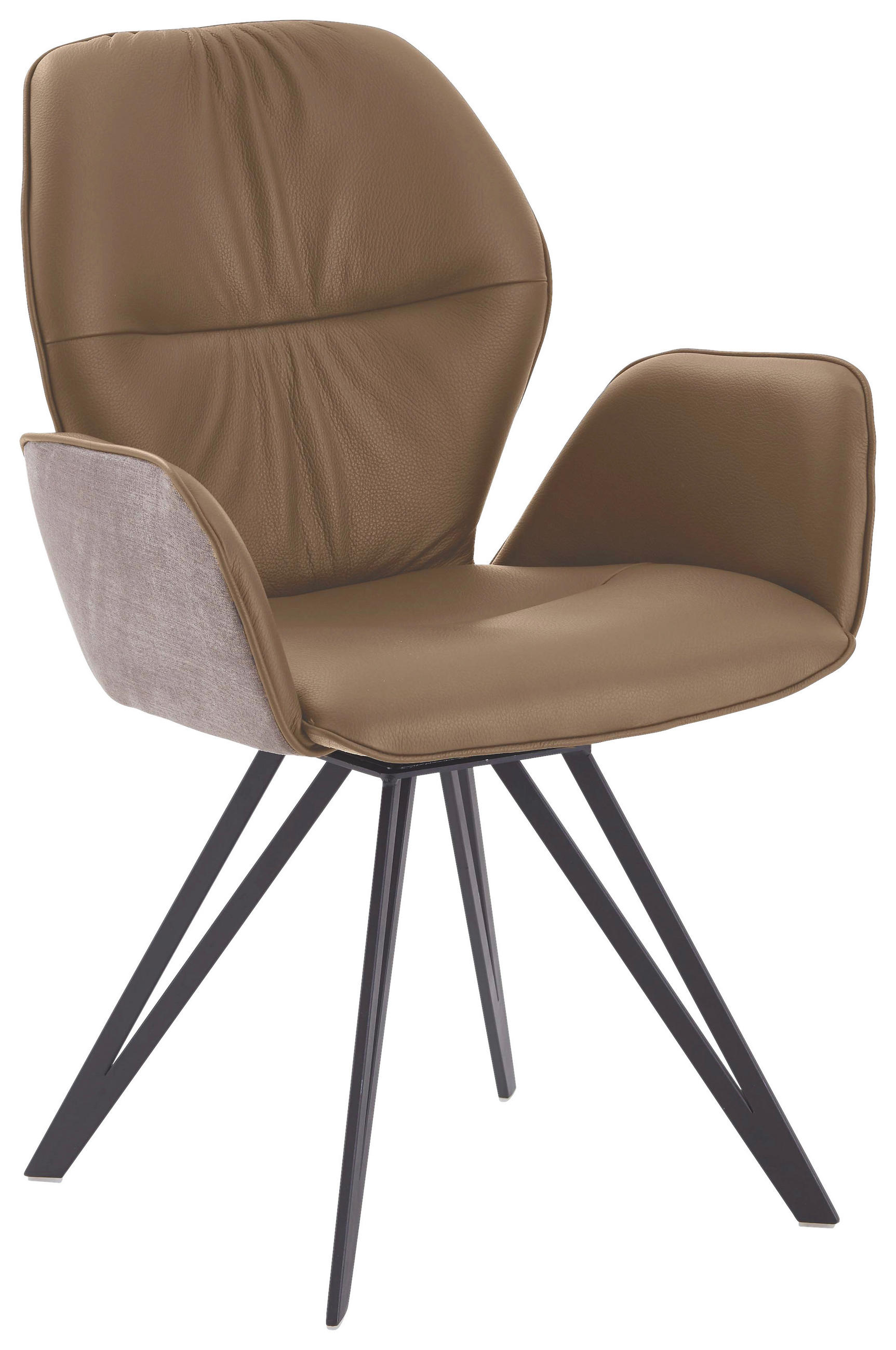 ARMLEHNSTUHL  in Echtleder pigmentiert  - Taupe/Schlammfarben, Design, Leder/Textil (58/91/59cm) - Valdera