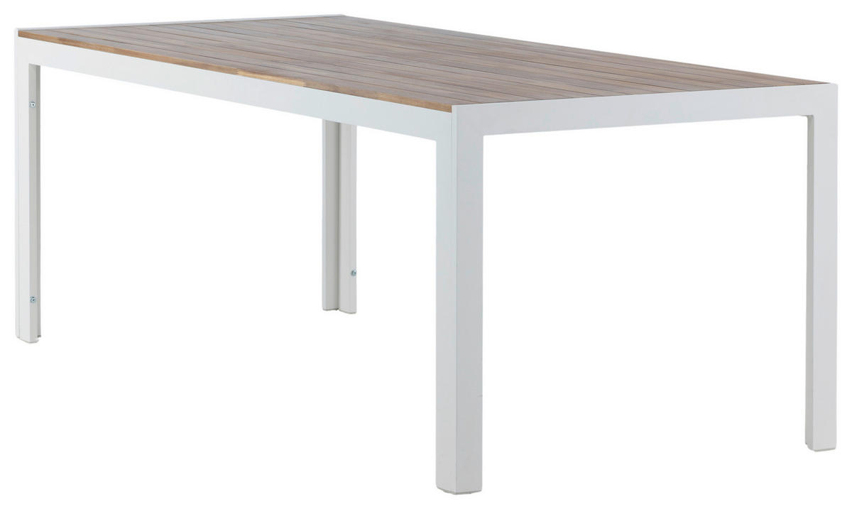 GARTENTISCH 200/100/76 cm  - Weiß/Akaziefarben, KONVENTIONELL, Holz/Metall (200/100/76cm) - Gardenson