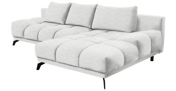 ECKSOFA in Chenille Ecru  - Ecru/Schwarz, MODERN, Textil/Metall (290/182cm) - Hom`in