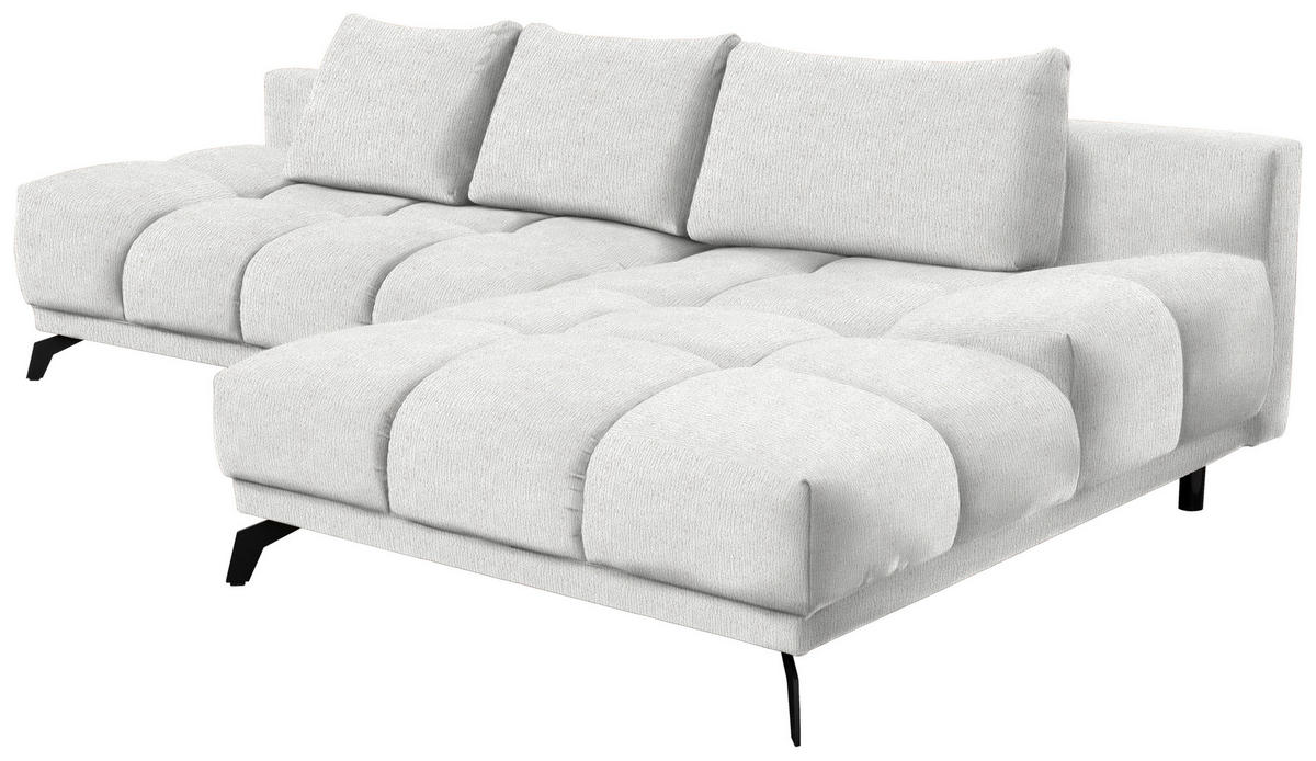 ECKSOFA in Chenille Ecru  - Ecru/Schwarz, Modern, Textil/Metall (290/182cm) - Hom`in