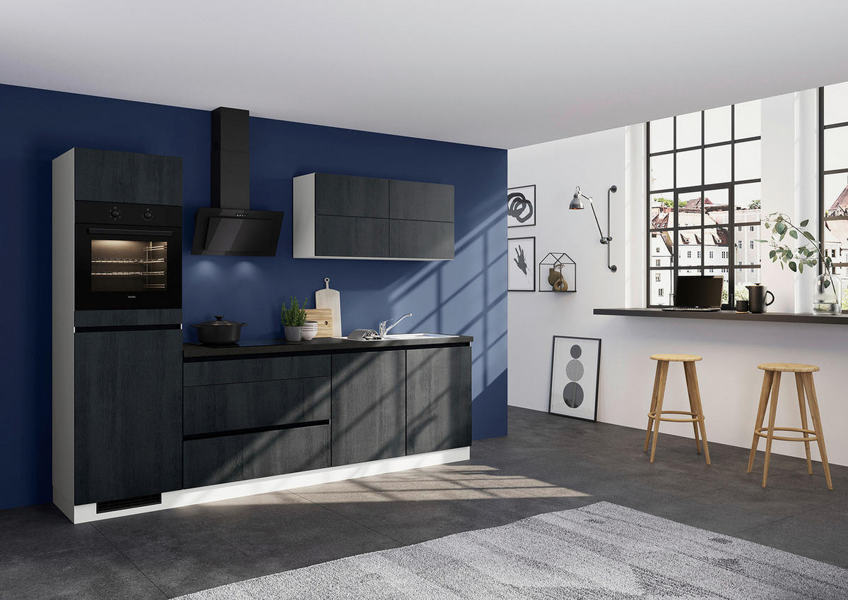 KÜCHENLEERBLOCK 280 cm   in Eiche dunkel  - Eiche dunkel/Hellgrau, Design, Holzwerkstoff (280cm) - Impuls