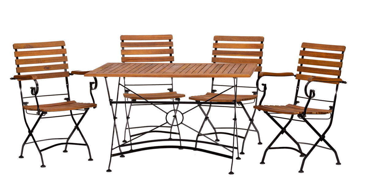 GARTENTISCHGRUPPE AkazieEisen  - Anthrazit/Akaziefarben, Basics, Holz/Metall (120/75/80cm) - Gardenson