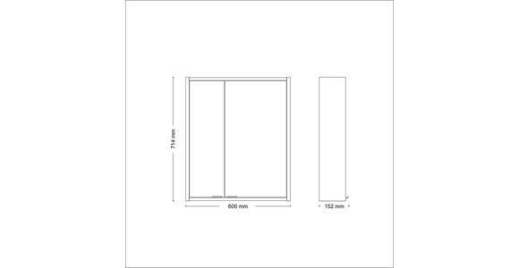 SPIEGELSCHRANK 60/71,4/15,2 cm  - Chromfarben/Silberfarben, KONVENTIONELL, Glas/Holz (60/71,4/15,2cm) - Xora