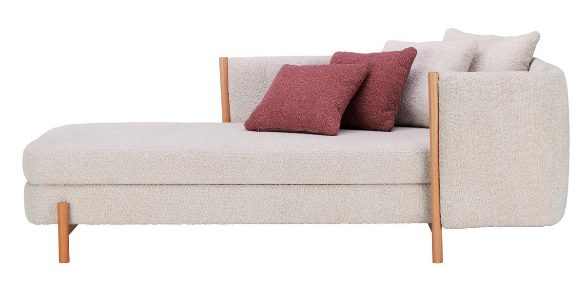 RÉCAMIERE Creme Plüsch  - Creme/Naturfarben, Design, Holz/Textil (216/90/109cm) - Niels Andersson