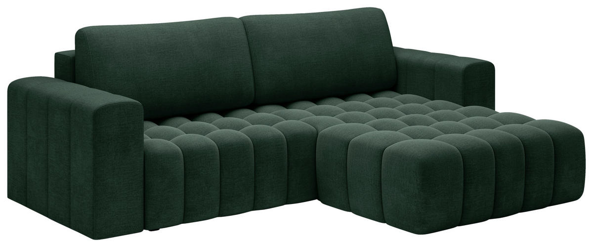 ECKSOFA BONETT in Samt Dunkelgrün  250/175 cm  - Dunkelgrün/Schwarz, Design, Kunststoff/Textil (250/175cm) - MID.YOU
