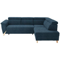 ECKSOFA  in Struktur Blau  265/200 cm  - Blau/Naturfarben, KONVENTIONELL, Holz/Textil (265/200cm) - Stylife