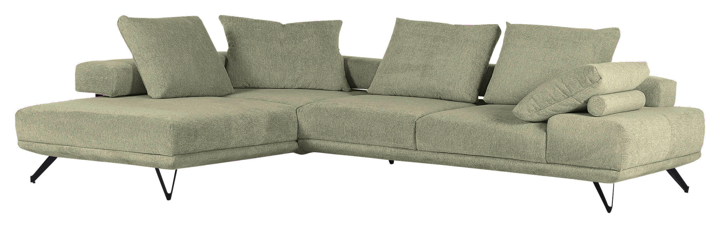 HÖRNSOFFA i flatväv grön  - grön/svart, Klassisk, metall/textil (240/310cm) - MID.YOU