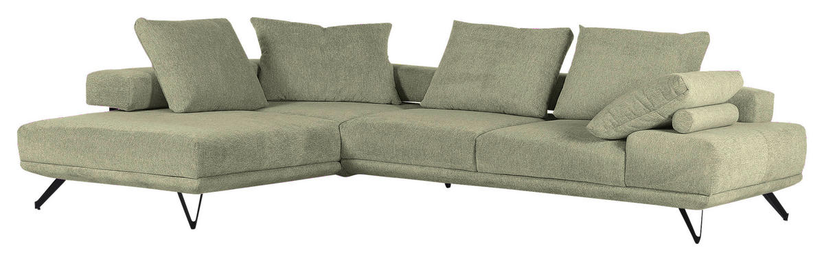 HÖRNSOFFA i flatväv grön  - grön/svart, Klassisk, metall/textil (240/310cm) - MID.YOU